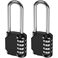 Los mejores  - ORIA Candados de Combinación de 4 Dígitos- 2Pcs Cerraduras de Equipaje- Candado de Seguridad con Grillete Extra Largo…